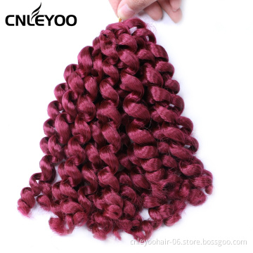 Lock free knitting fashion10 inch synthetic fiber red curly crochet women hair